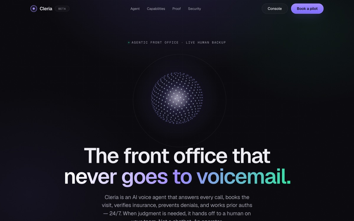 Cleria, The agentic front office for medicine